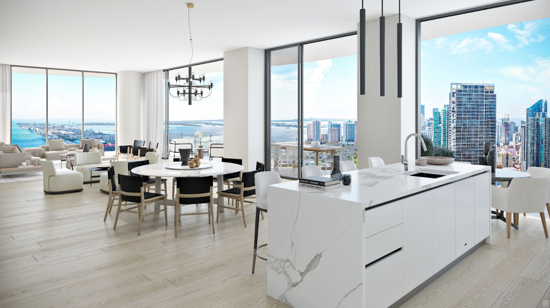 Miami skyline with contemporary high-rise condominiums